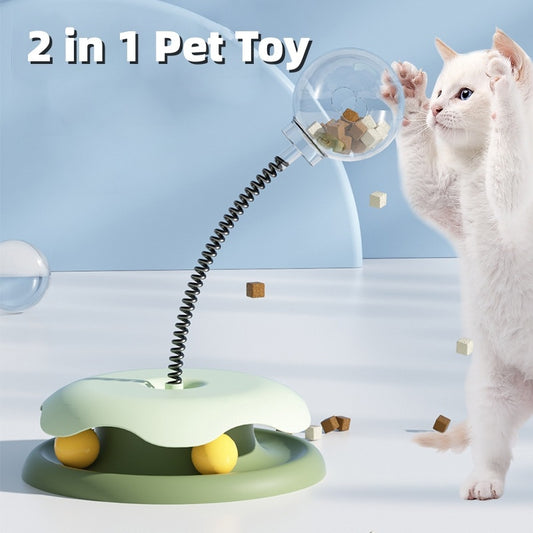 2 In 1 Turntable Cat Leakage Food Toys - My Pets R Us